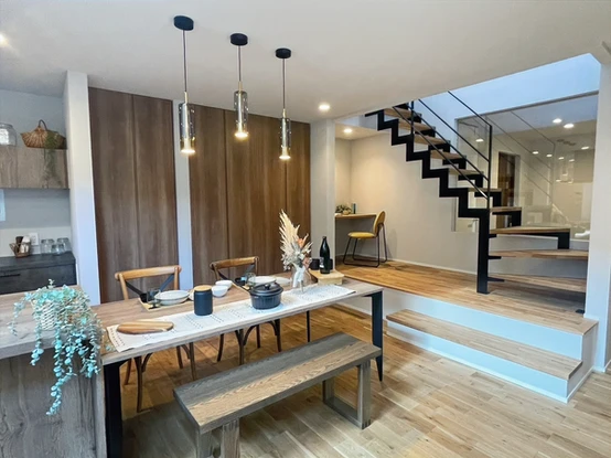 香芝市の注文住宅おしゃれなマイホームをモデルハウスキッチン