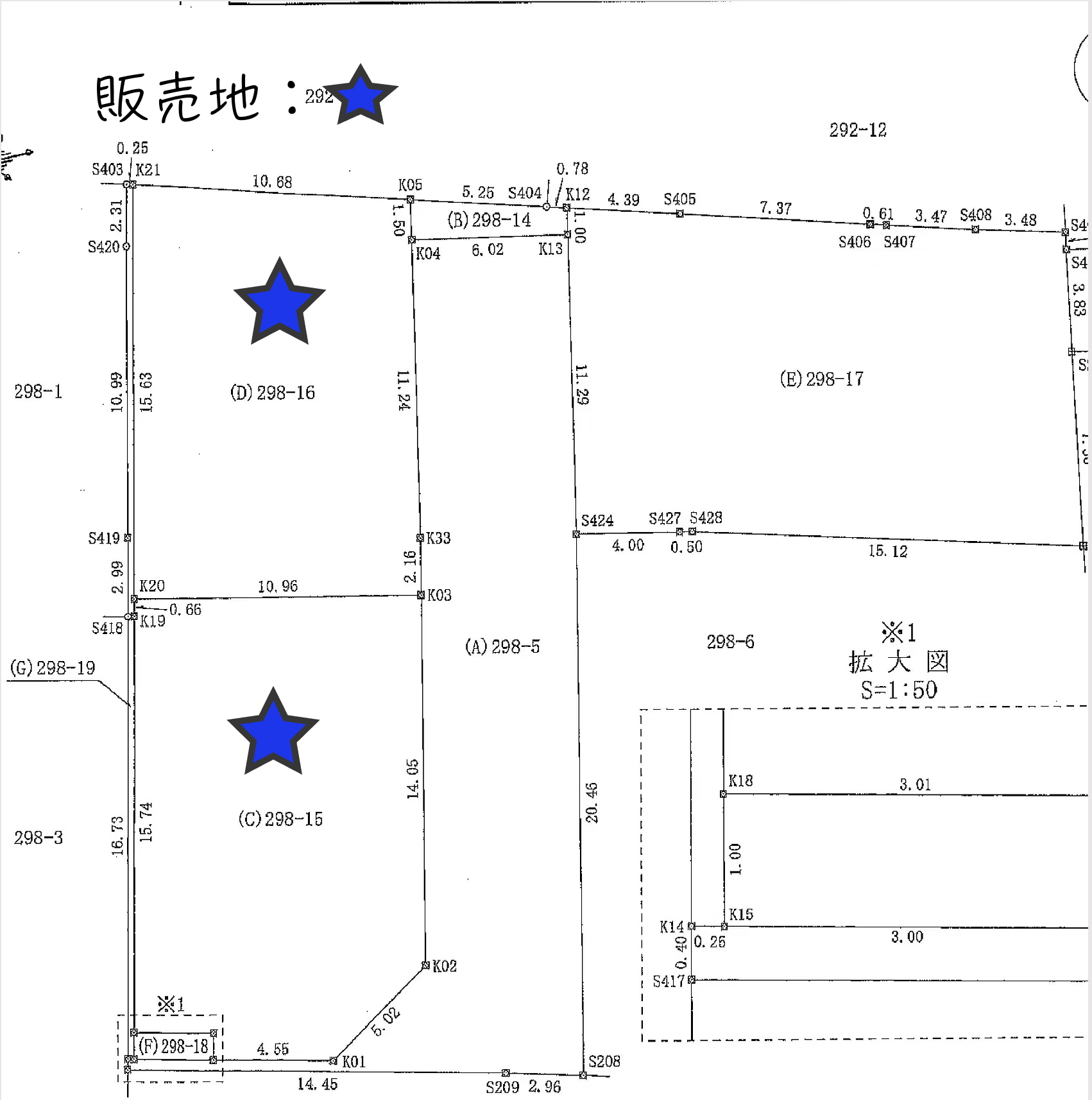 拡大した区画図